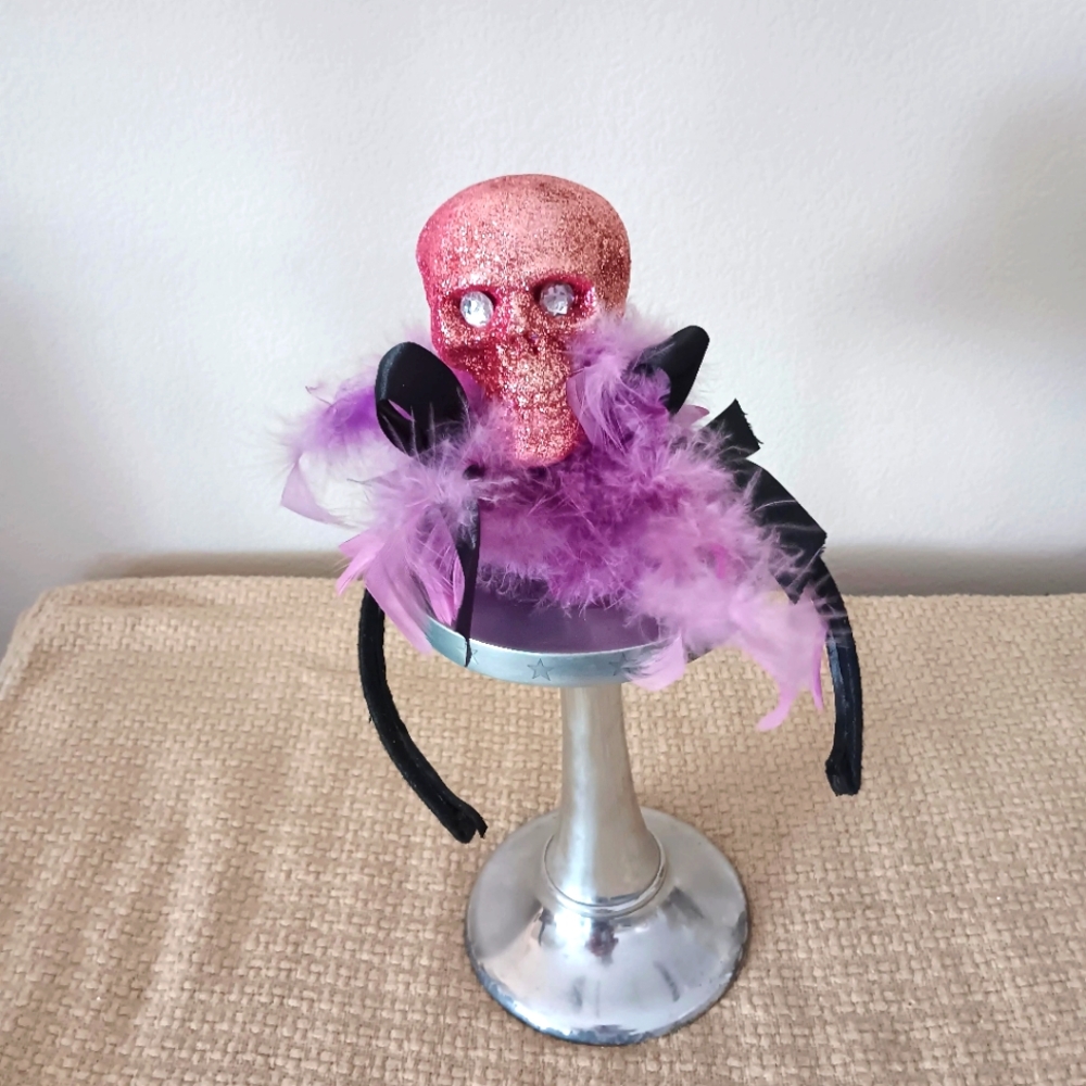 Gothic Pink Skull Headband Black Purple Silver Halloween